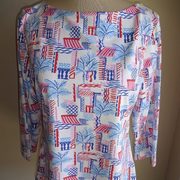 J. McLaughlin Tops - NWT New Womens J McLaughlin Wavesong Top Shirt L White Blue Red Casa Pamera